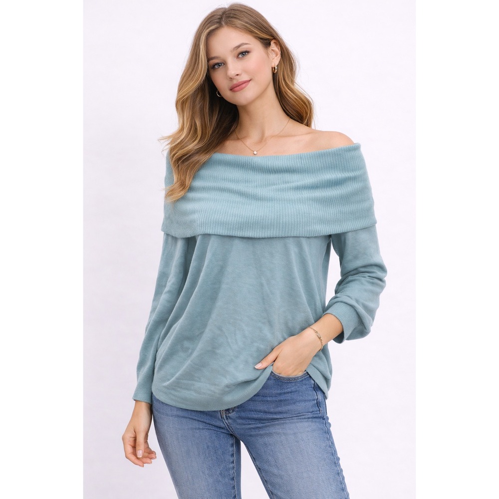 Draper's & Damon's- Chic Off-Shoulder Teal‎ Sweater Size PL